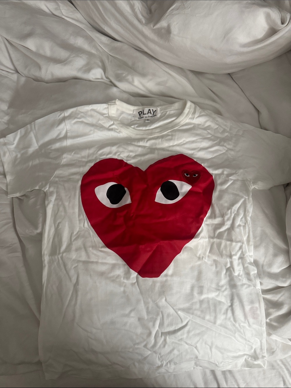 Comme des Garcons PLAY White Logo Crewneck Tee